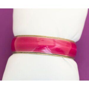 Vintage Boho Pink Bangle Bracelet 7 1/2 Inches - Q14